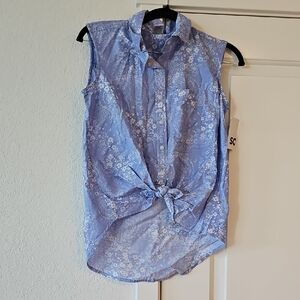 SO Blue Floral Sleeveless Women's Top Size XS NWT